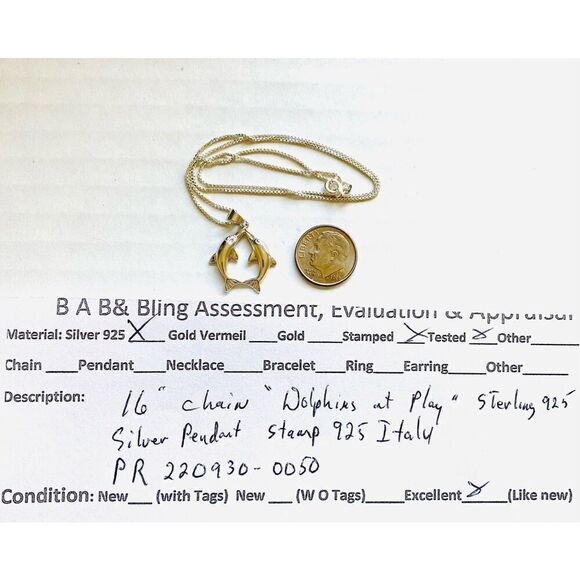 PR# Sterling 925 Silver “Dolphins at Play” Necklace - Picture 9 of 9